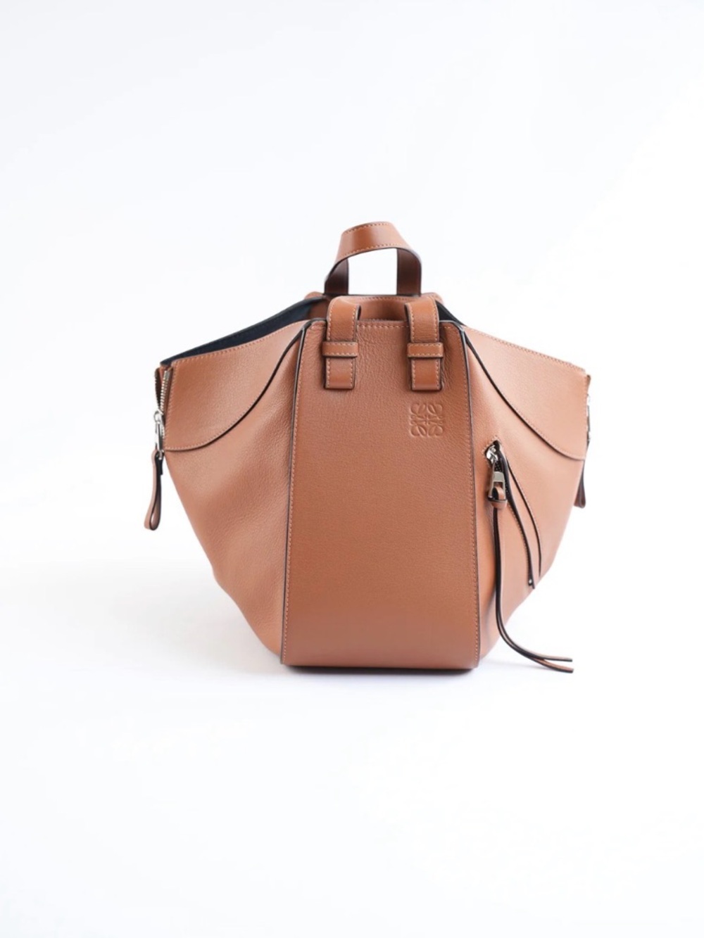 Loewe Brown Leather Interior Tote Detail with Gold Hardware